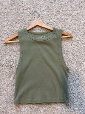 Abercrombie & Fitch Olive Ribbed Cropped Tank